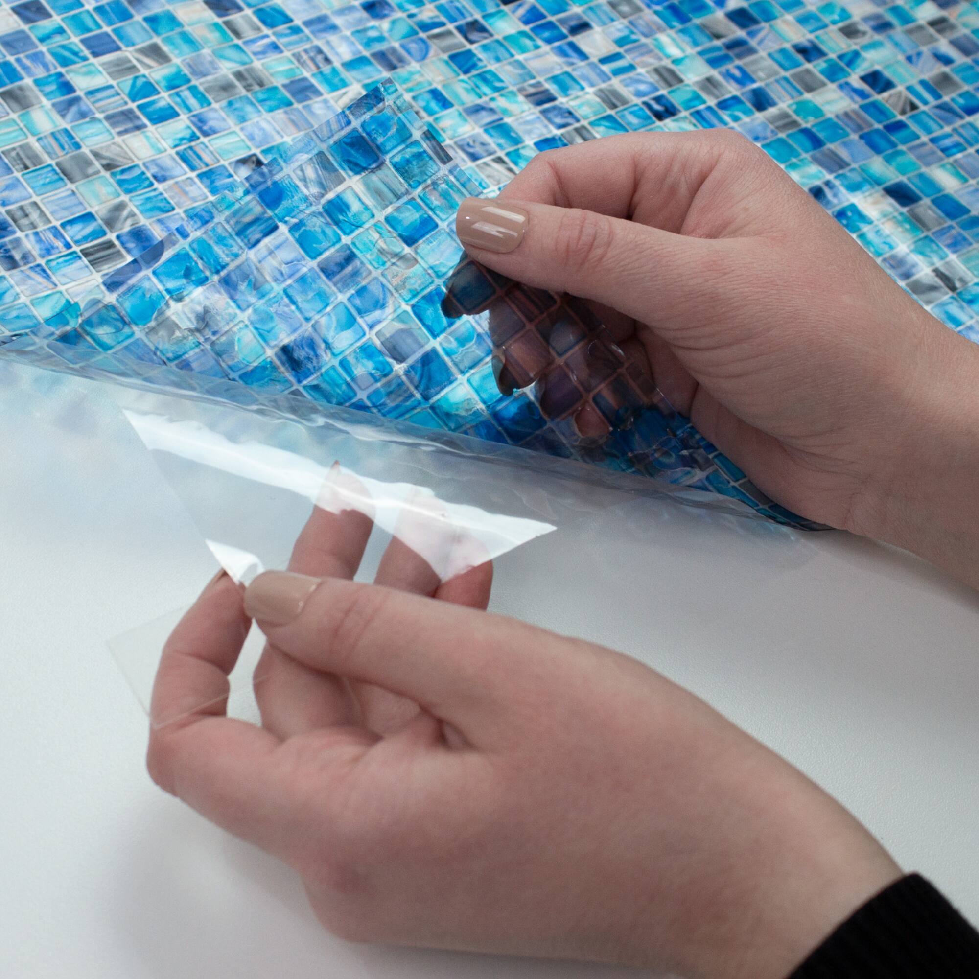RoomMates Blue Mosaic Privacy Window Film